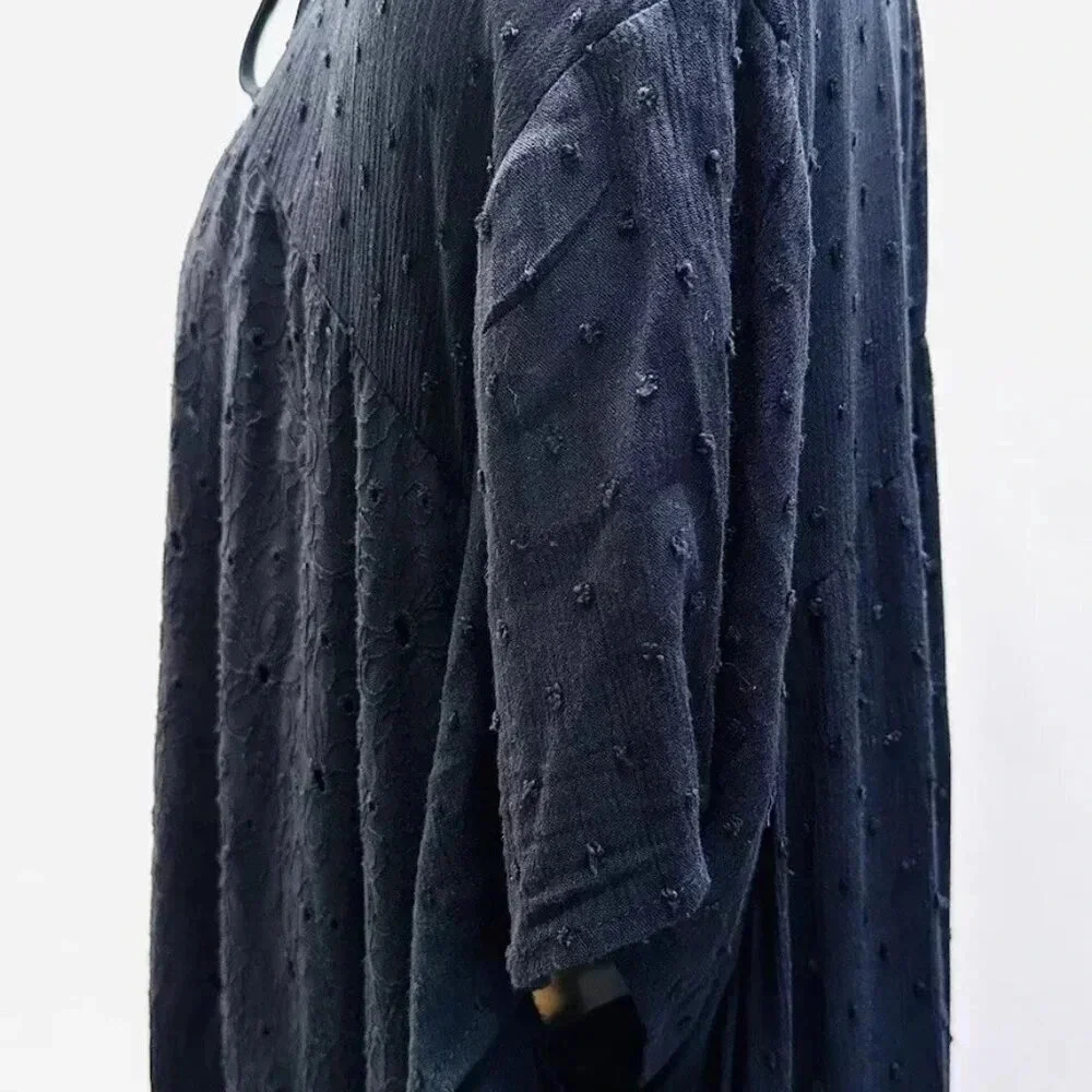 NWT SONOMA Women Short Sleeve Pullover Keyhole Neck Lined Black Maxi Dress Sz 4X - Picture 12 of 12